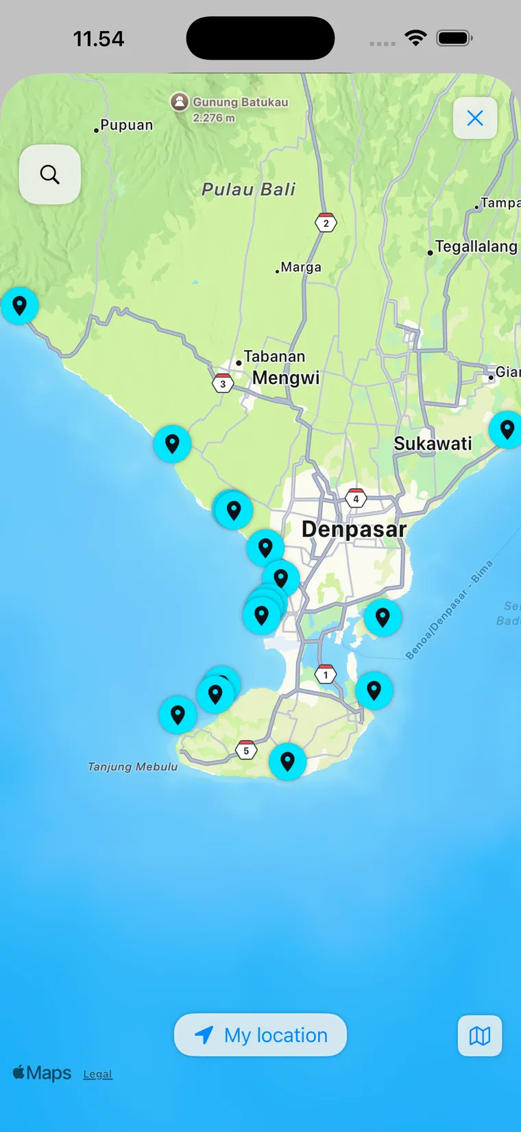 Map of Bali surf spots