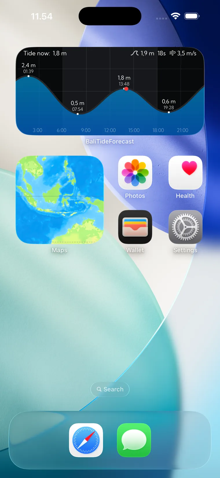 Home Screen tide chart widget
