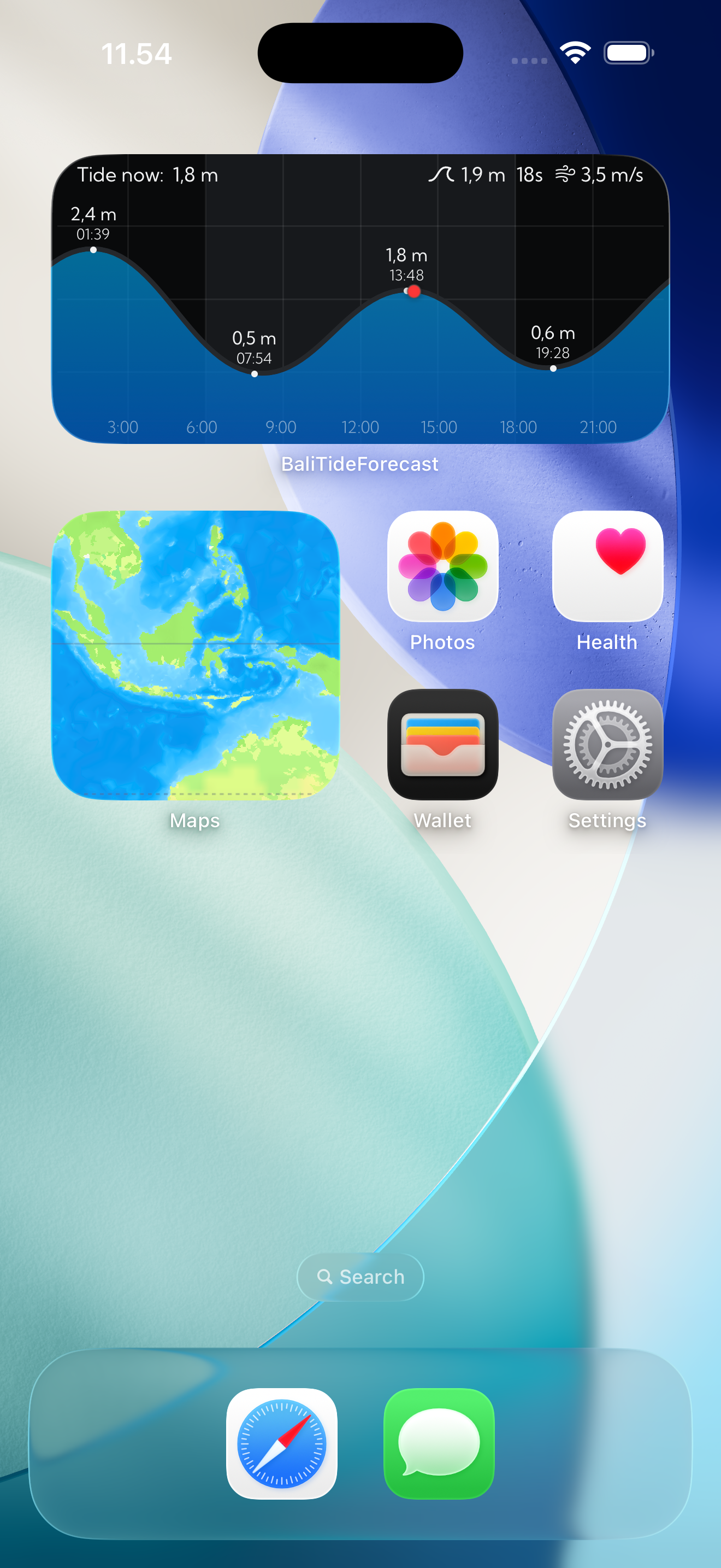 Home Screen tide chart widget